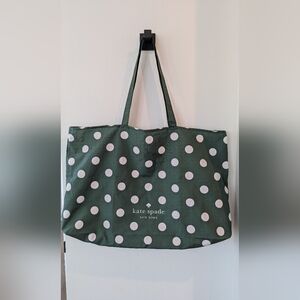 Kate Spade Cloth Bag- Green with White Polka Dots